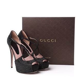 Gucci Lili Satin Crystal Pumps